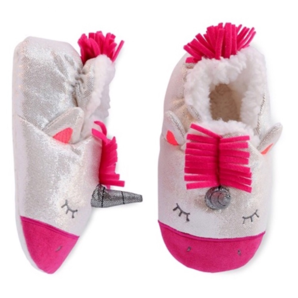 Cat & Jack Unicorn Pink + Metallic Slippers 2T-3T